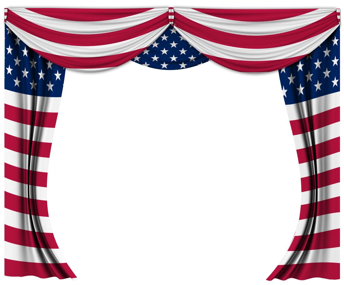 Image of drapery featuring an American Flag textile design