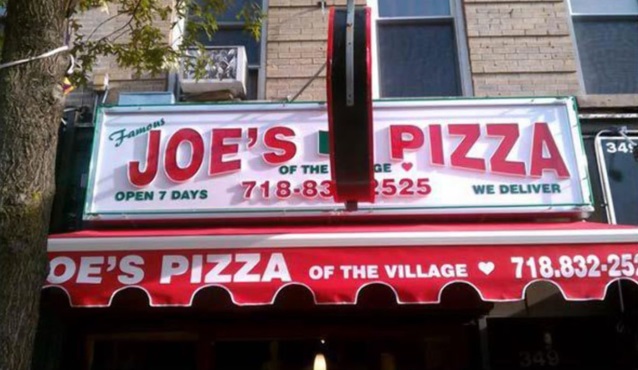 Restaurant Sign for Famous Joe's Pizza of the Village 