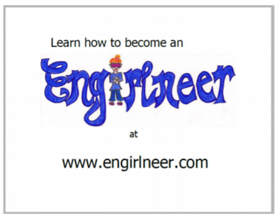 Second page of book stating “Learn how to become an Engirlneer at www.engirlneer.com