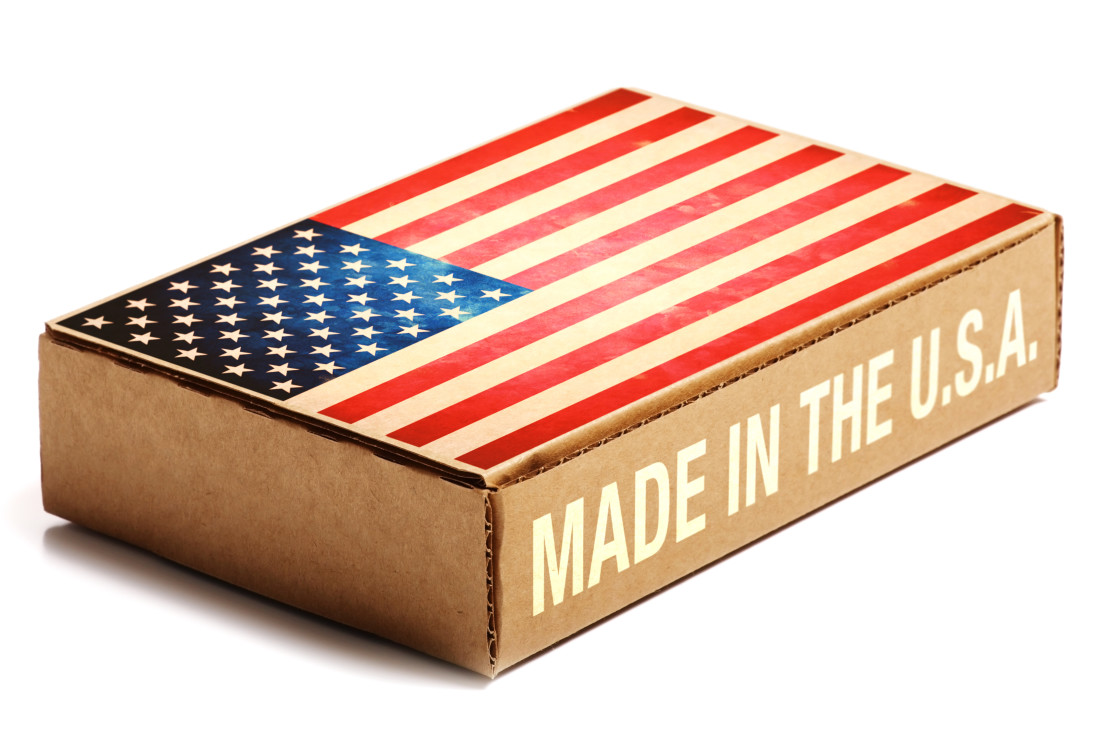 Match box with a printed American Flag and the words "MADE IN USA"