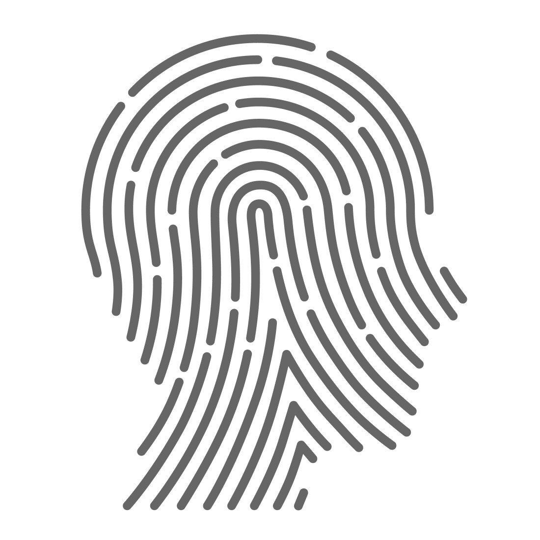Fingerprint shaped like the profile of a head