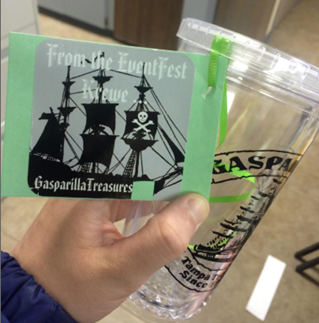 Glass with pirate ship Glass with pirate ship