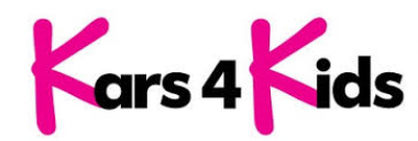 The words “Kars 4 Kids” with the “K” letters in pink and the numeral 4.