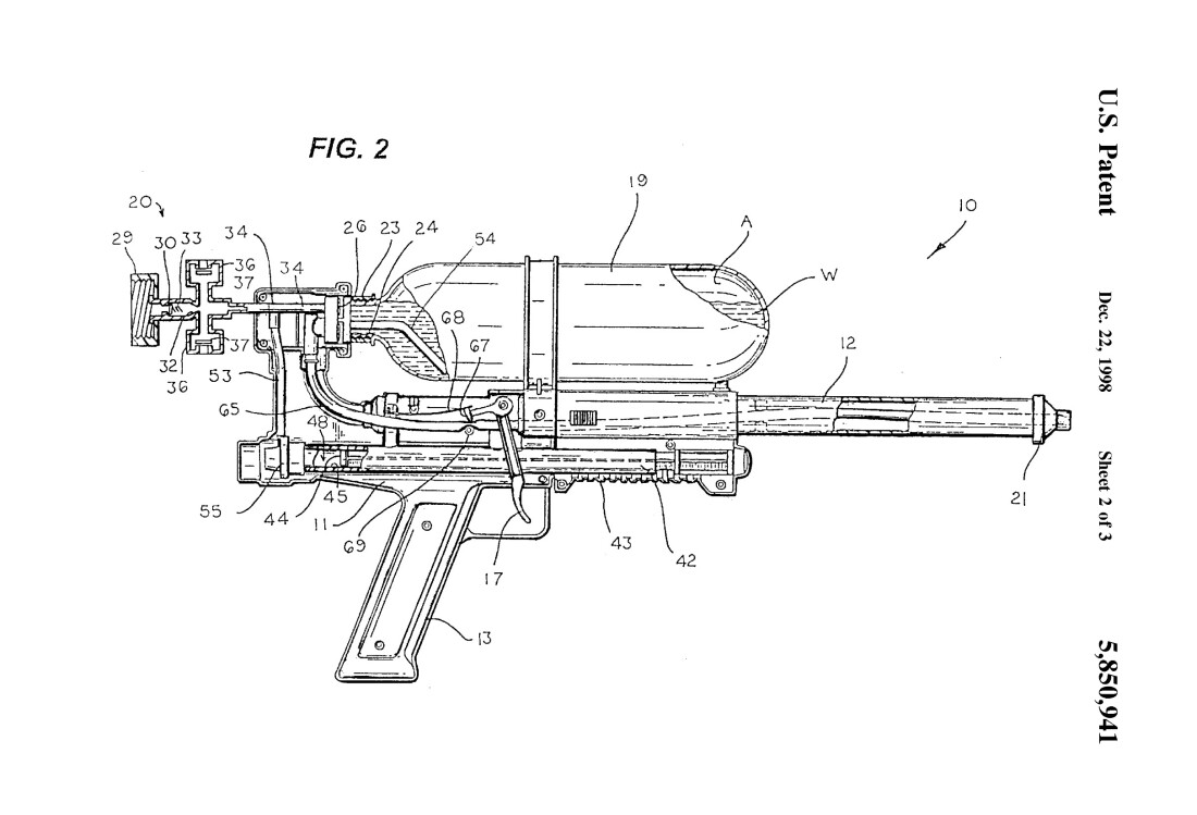 Lonnie G. Johnson Toy Water Gun Patent Drawing
