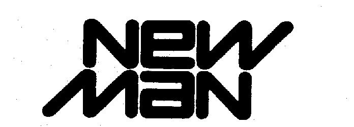 The words "New Man" in stylized format