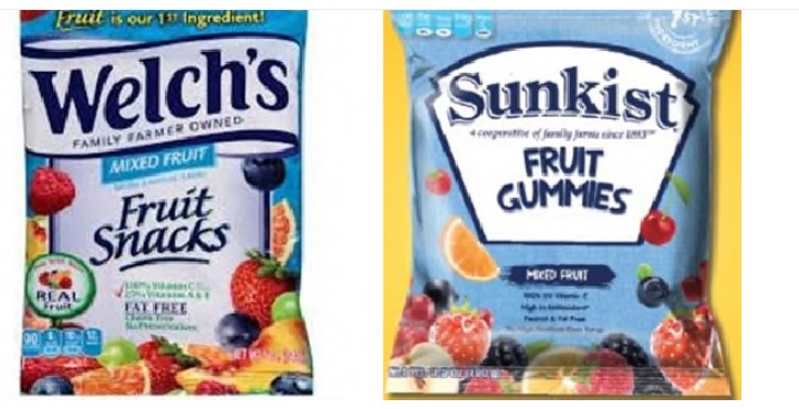 Packages for WELCH’S FRUIT SNACKS & SUNKIST FRUIT GUMMIES
