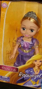 Box displaying a doll and the words “I’m Rapunzel.”