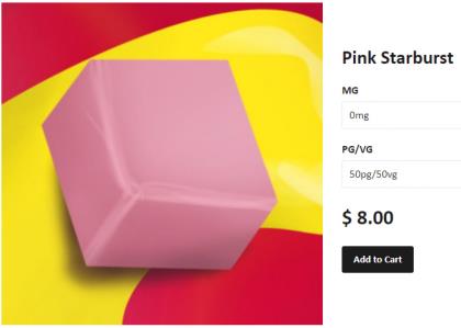 Pink Starburst e-liquid advertisement