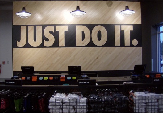 Specimen from Nike registration of JUST DO IT for retail store services