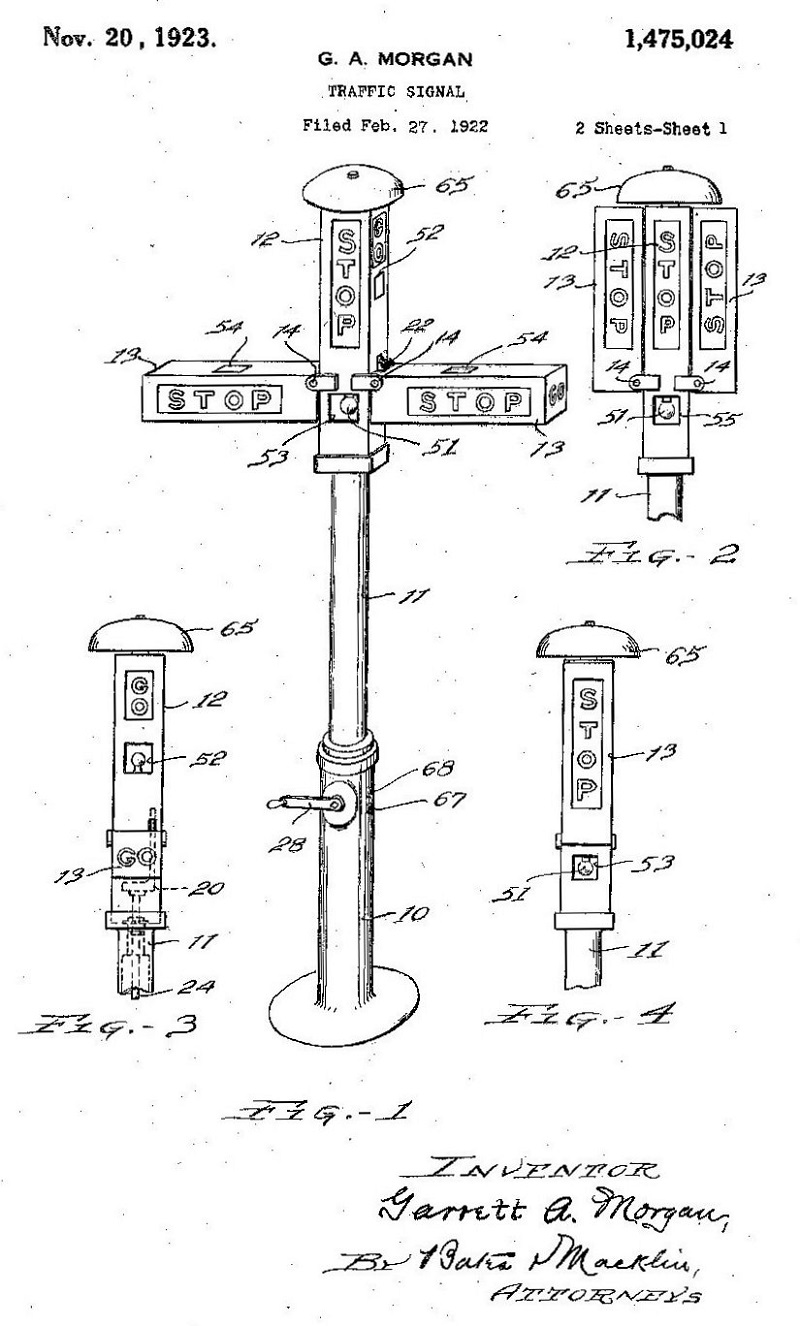 Three-Light Traffic Signal Patent Drawing