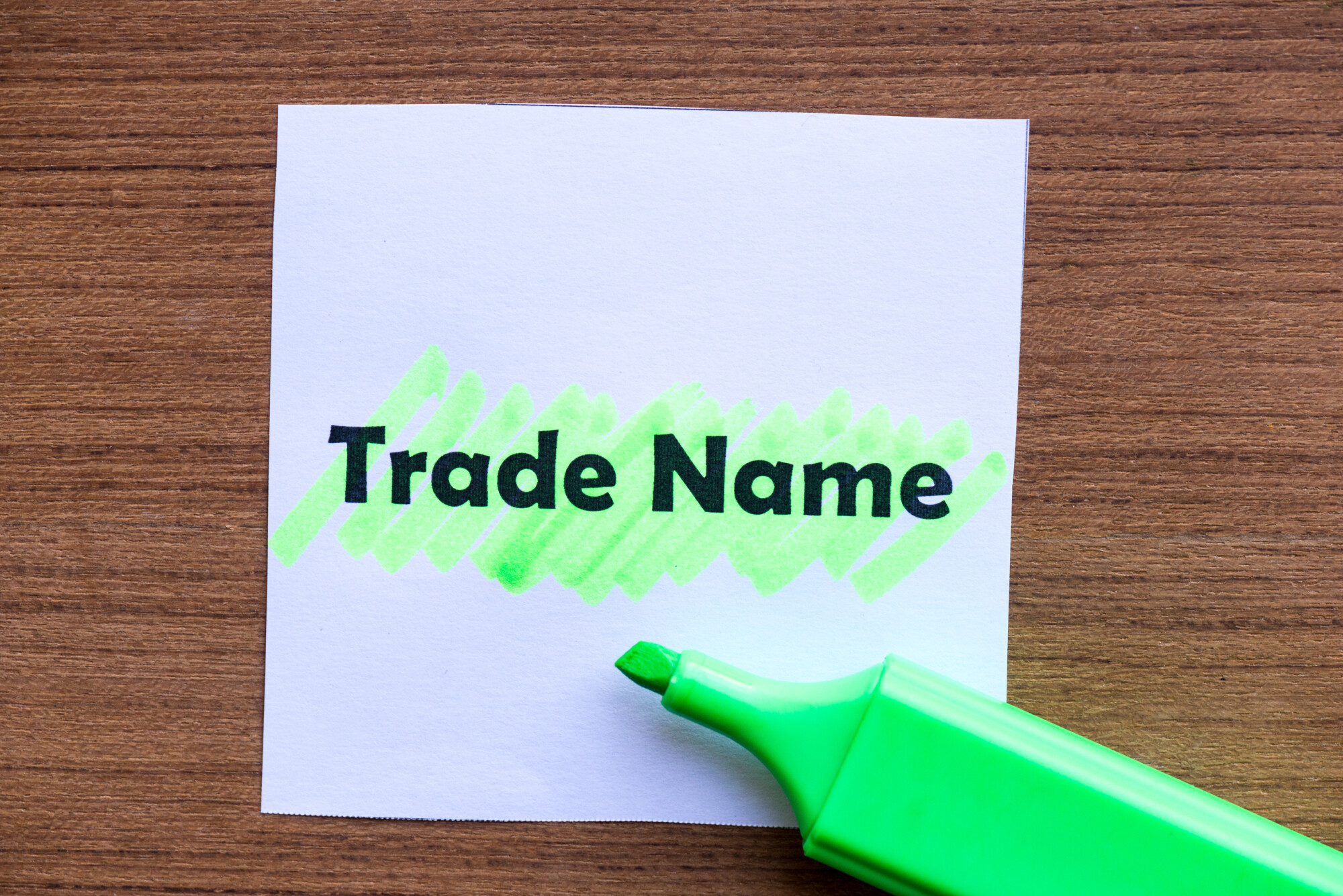 Trade Names in Green Marker