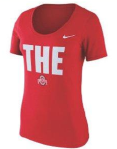 Red short-sleeved shirt displaying THE in white letters across the chest above a smaller Ohio State logo.