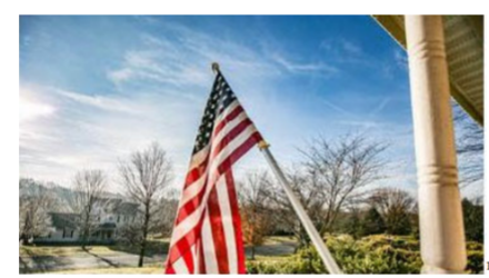 U.S. flag on an angled flagpole