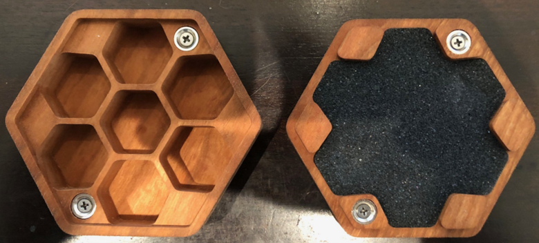Wooden hex-shaped box